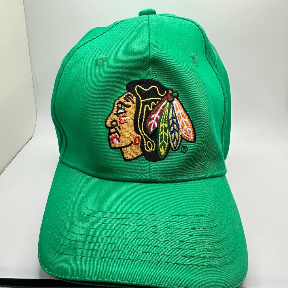 Chicago Blackhawks Hockey Hat Cap Miller Lite Beer Flexfit Green SGA Old School